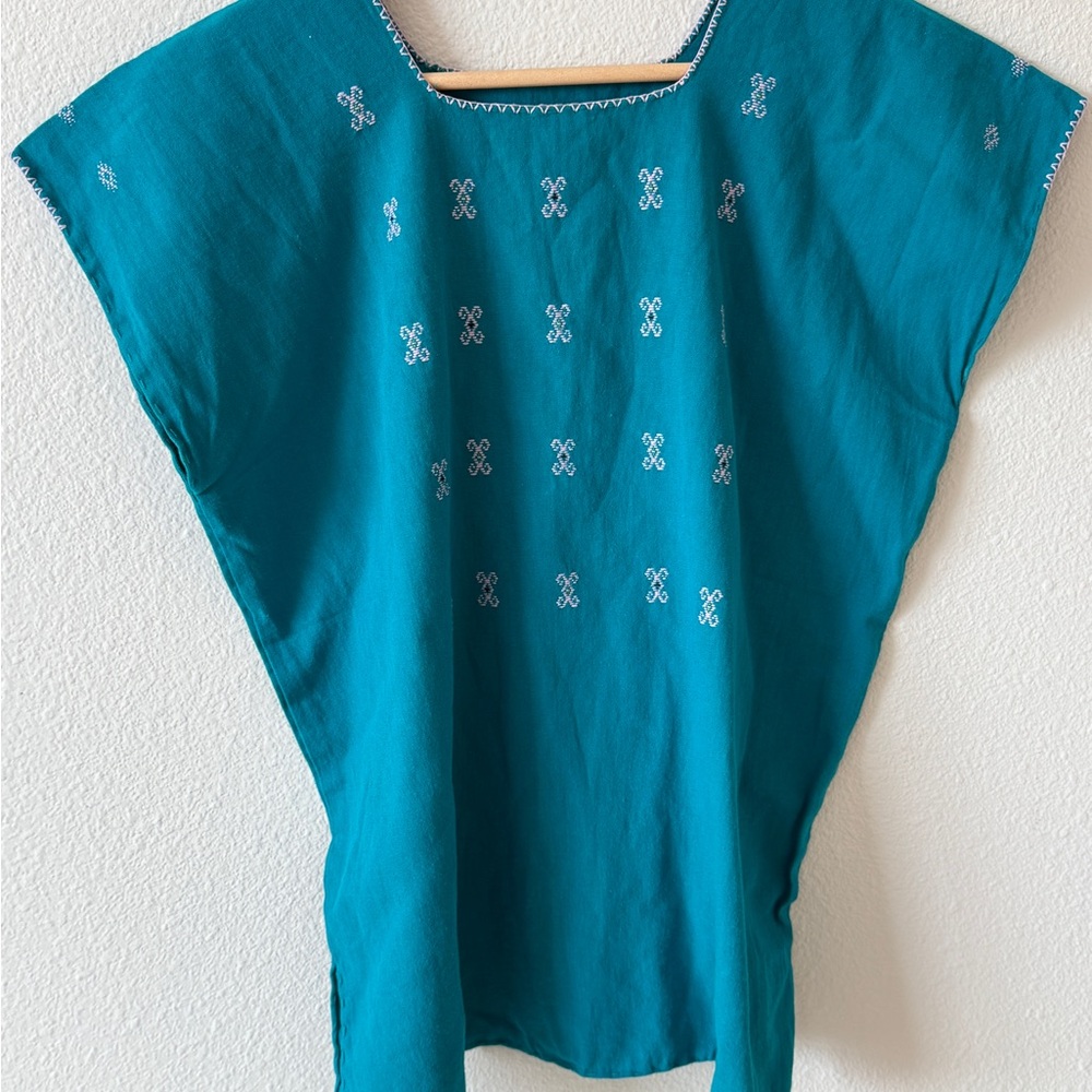 Teal Embroidered Women's Top